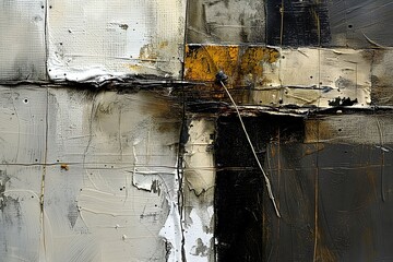 Abstract Grunge Texture with Metallic Elements and Bold Contrast