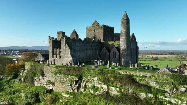 Castle on a picturesque mountain in 4k