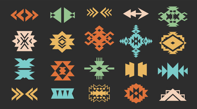 Aztec Navajo Shapes Set Southwestern Art Symbols