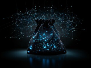 a black bag with blue lights coming out of it