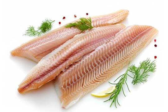 Pangasius fish fillet isolated on white
