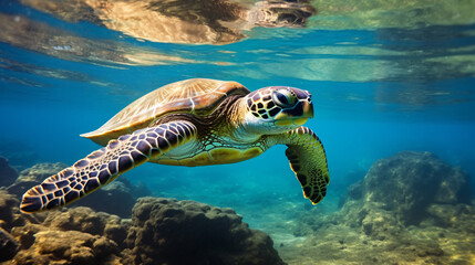 Endangered Hawaiian Green Sea Turtle cruises.