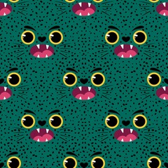 Cartoon Halloween animals seamless cats pattern for wrapping paper and fabrics and kids and party accessories