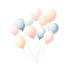 Pastel Birthday Party. Watercolor Illustration Clipart.