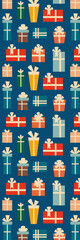 Blue Red Simple Gift Boxes Pattern Bookmark