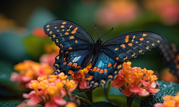 Colorful butterfly on a blurred natural background.