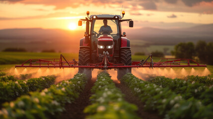 Tractor spraying of agricultural lands