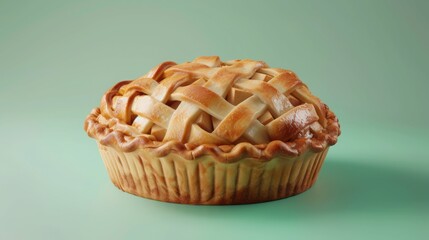 classic apple pie with green solid background  