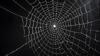 Obraz premium spider web silhouette against black wall Halloween theme dark background 