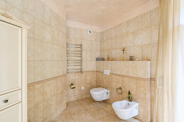 interior apartment room bathroom, sink, decorative elements, toilet. WC, sanitary unit, wash room