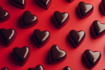Fototapeta na wymiar ハート型のチョコレート、3D CG、赤、バレンタイン