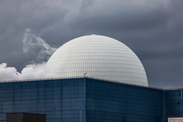 Sizewell B nuclear reactor dome on the site of the upcoming Sizewell C nuclear power station....