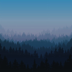 Forest blue sunrise trees mountains