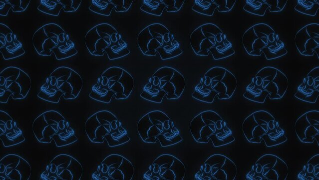 D Skulls Blue Motion Pattern