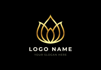 Logo Line Lotus Modern and Minimalist Logo Design. Luxury, Gold, Elegant Concept. Editable color
