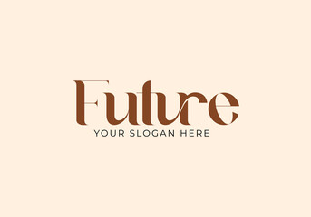 Logo Typo word FUTURE logo design. Elegant, luxury, Yoga, Fitnes, Women logo concept. Editable color