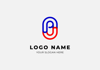 Logo letter U P with oval shape. Modern, minimalsit, monogram bold logo design. Editable color © ahmadfaiz