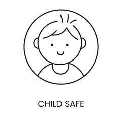 Safe for children line icon in vector with editable stroke for packaging