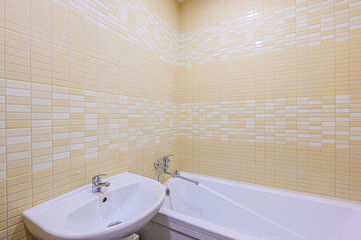 interior apartment room bathroom, sink, decorative elements, toilet. WC, sanitary unit, wash room