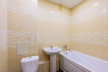interior apartment room bathroom, sink, decorative elements, toilet. WC, sanitary unit, wash room