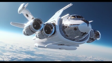 SpaceShips Shaped like Airplanes and space shuttle AI generative