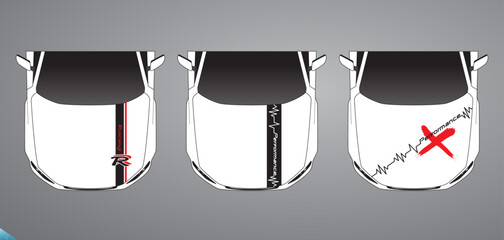 Set Vehicle graphics stripe kits for car hood. Graphic abstract stripe racing designs vector