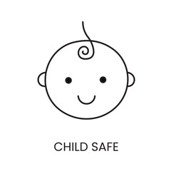 Safe for children line icon in vector with editable stroke for packaging