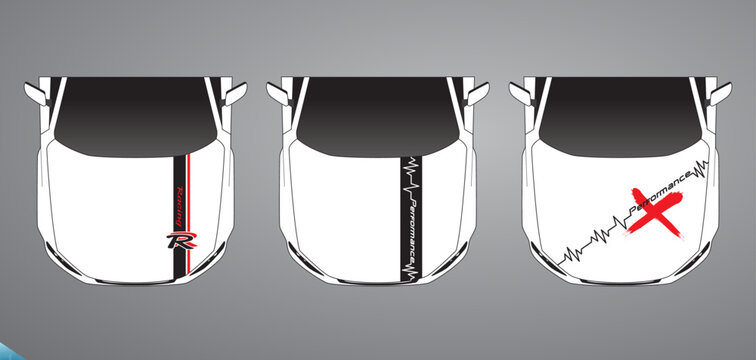 Set Vehicle graphics stripe kits for car hood. Graphic abstract stripe racing designs vector