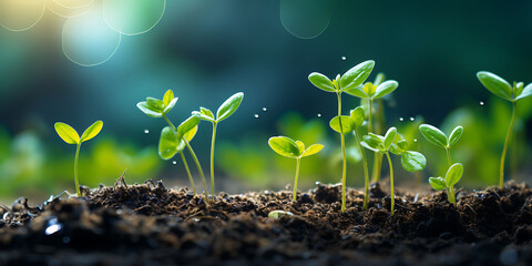 Green seedling illustrating concept of new life and eco-friendly growing