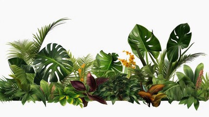 Tropical leaves foliage plant jungle bush floral AI generative