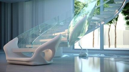 view a home stair case soft bionic exoeskeleton AI generative