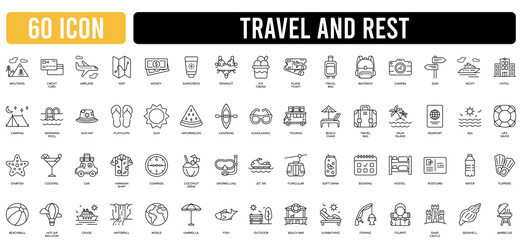 Tour and travel icon set. Travel and tour icons set. Tourism vector icon - obrazy, fototapety, plakaty