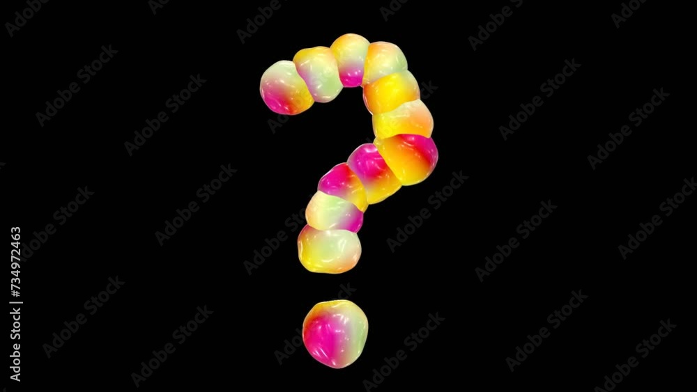 Poster 3d animation of colorful question mark