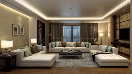 Fototapeta na wymiar _Interior_fashionable_livingroom_rendering_