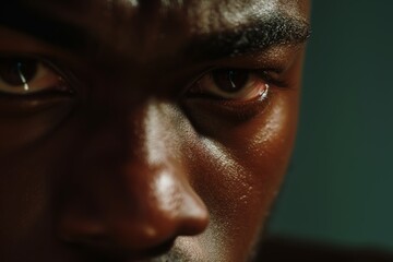 closeup of speakers face with serious expression