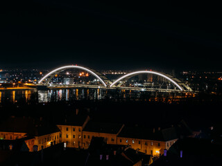 Night city of Novi Sad on New Year's Eve. High quality photo