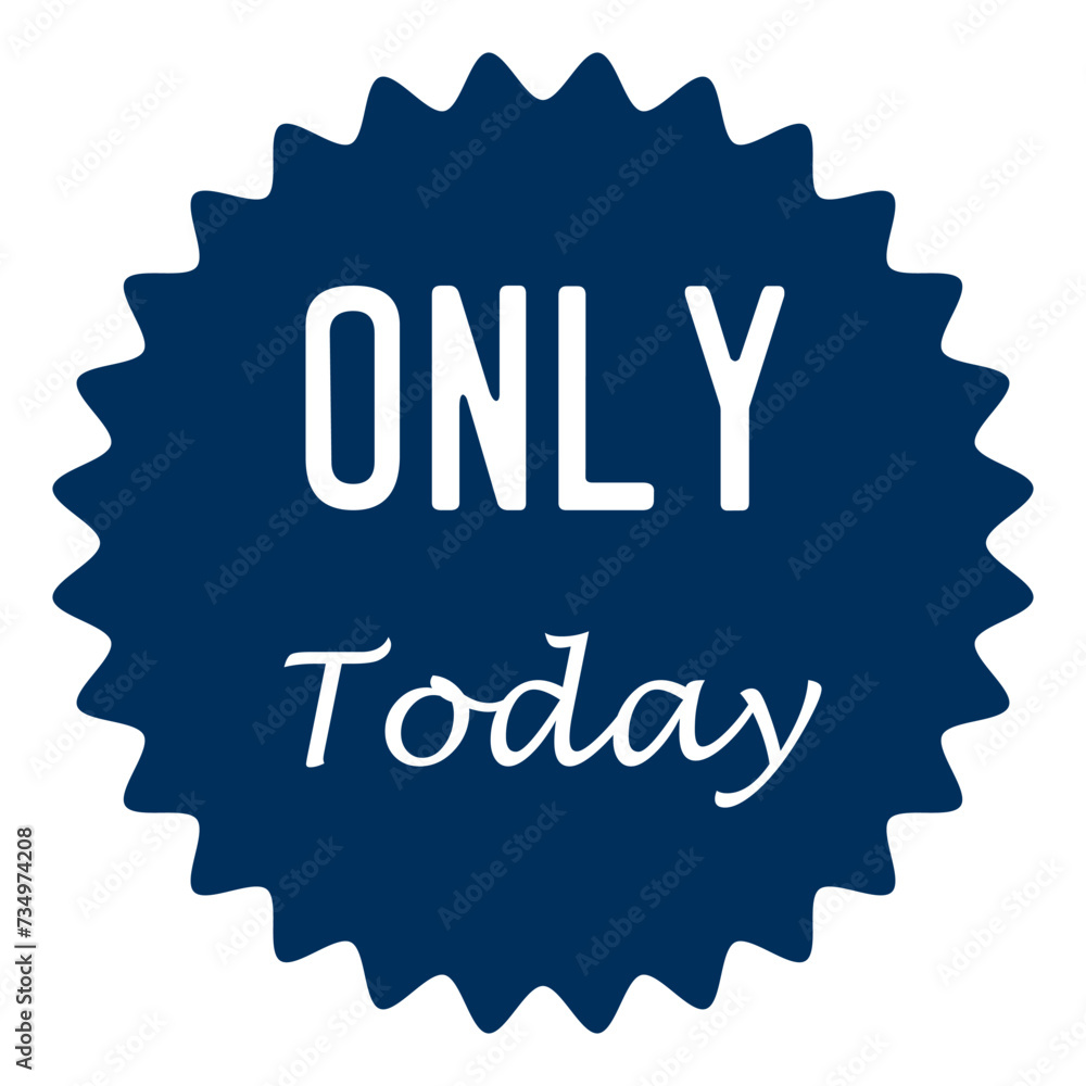 Wall mural only today blue round sticker isolated on white background. stock vector.