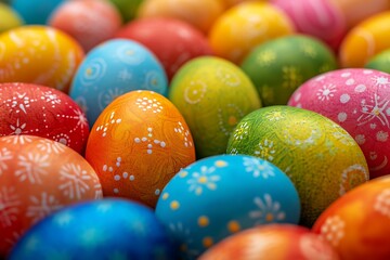 Fototapeta na wymiar A mosaic of cheerful Easter eggs.