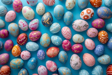 A mosaic of cheerful Easter eggs.