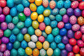 Fototapeta na wymiar A vibrant Easter egg mosaic backdrop.