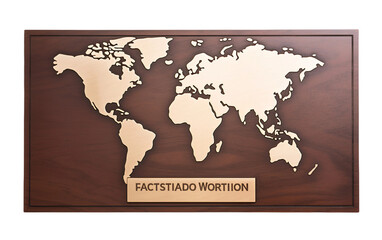 Global Recognition Plaque with World Map Isolated on Transparent Background PNG.