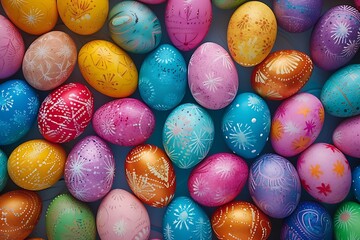 Fototapeta na wymiar Easter egg mosaic forming a vibrant backdrop.