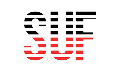 SUF three initial letter iconic line negative space minimal logo design vector template. monogram, abstract, wordmark, business, typography, minimalist, brand, company, flat, modern, unique, simple