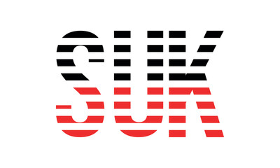 SUK three initial letter iconic line negative space minimal logo design vector template. monogram, abstract, wordmark, business, typography, minimalist, brand, company, flat, modern, unique, simple