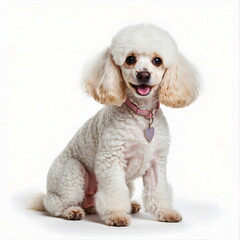 dog poodle cute with white background generative AI