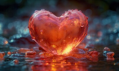 Greeting card, creative heart on abstract background.