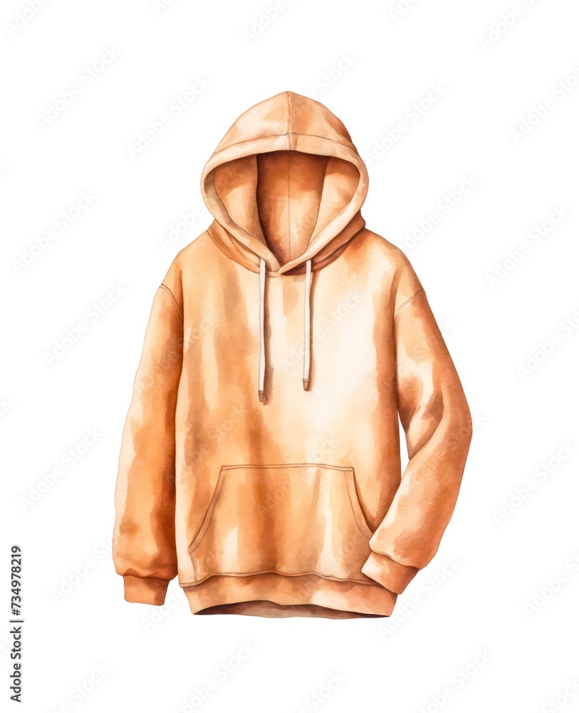 Wall mural Beige hoodie isolated on white background in watercolor style.