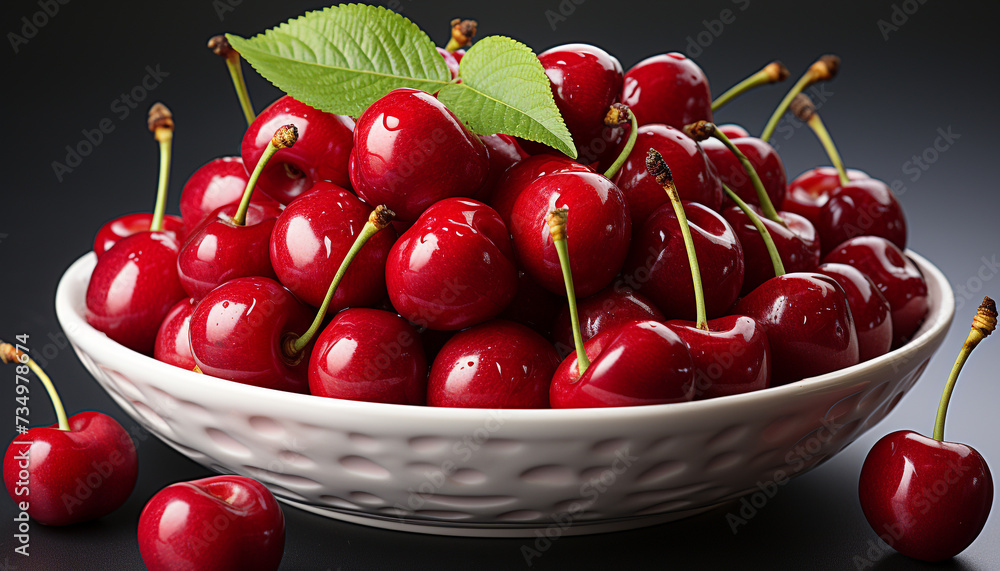 Canvas Prints freshness and sweetness of ripe berry fruit on wooden table generated by ai