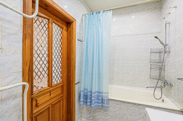 interior apartment room bathroom, sink, decorative elements, toilet. WC, sanitary unit, wash room