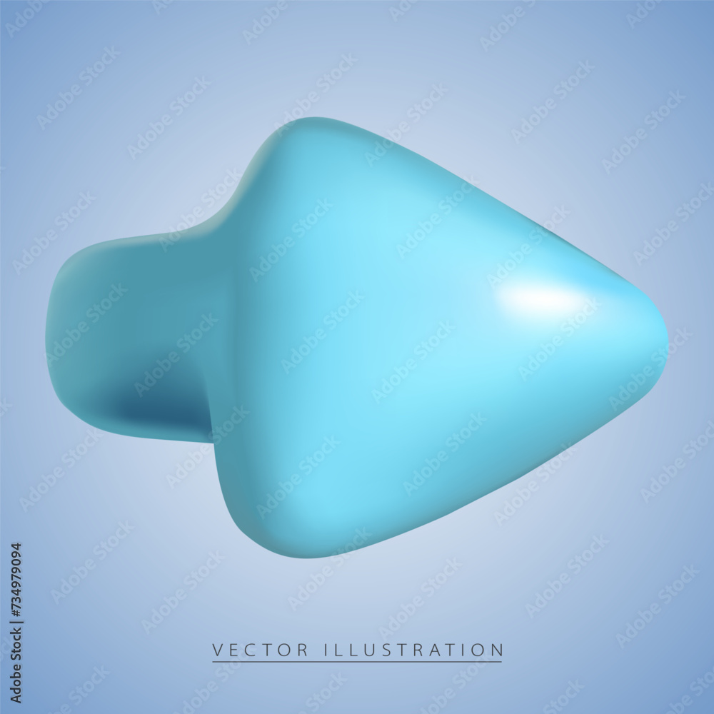 Poster arrow right in realistic 3d design, arrow right in plastic style. pointer to select an action or dir
